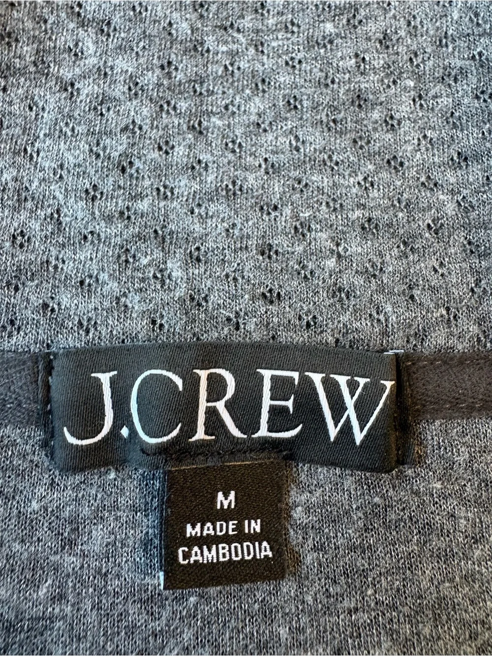 J.Crew Gray Terry Half Zip Pointelle Pullover Sweatshirt Women’s Sz M